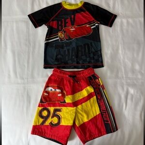 Disney Pixar Cars 2p Matching Swim Set - Short Sleeve Shirt & Trunks